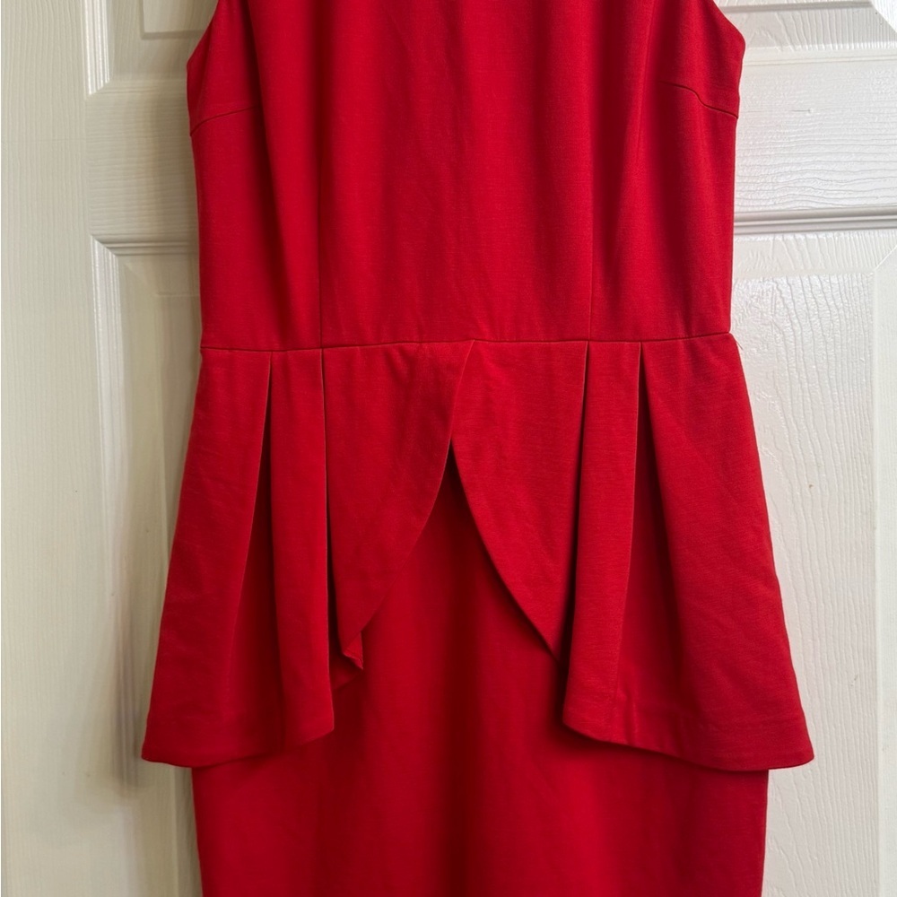 ERIN by Erin Fetherston Peplum Dress Womens 8 Red Sleeveless Petal Sheath New